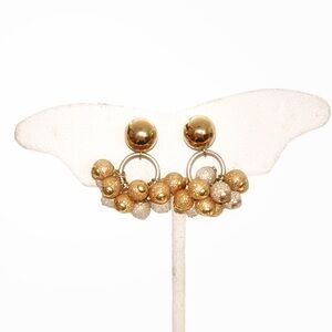 14k Yellow White Gold Sparkle Textured Glitter Ball Dangle Drop Earrings 5.2 G